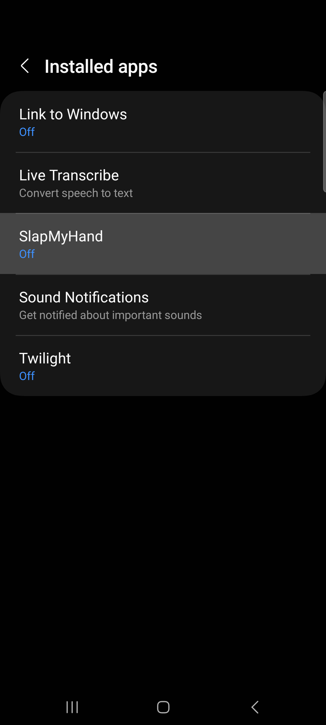 Select Slap My Hand from list
