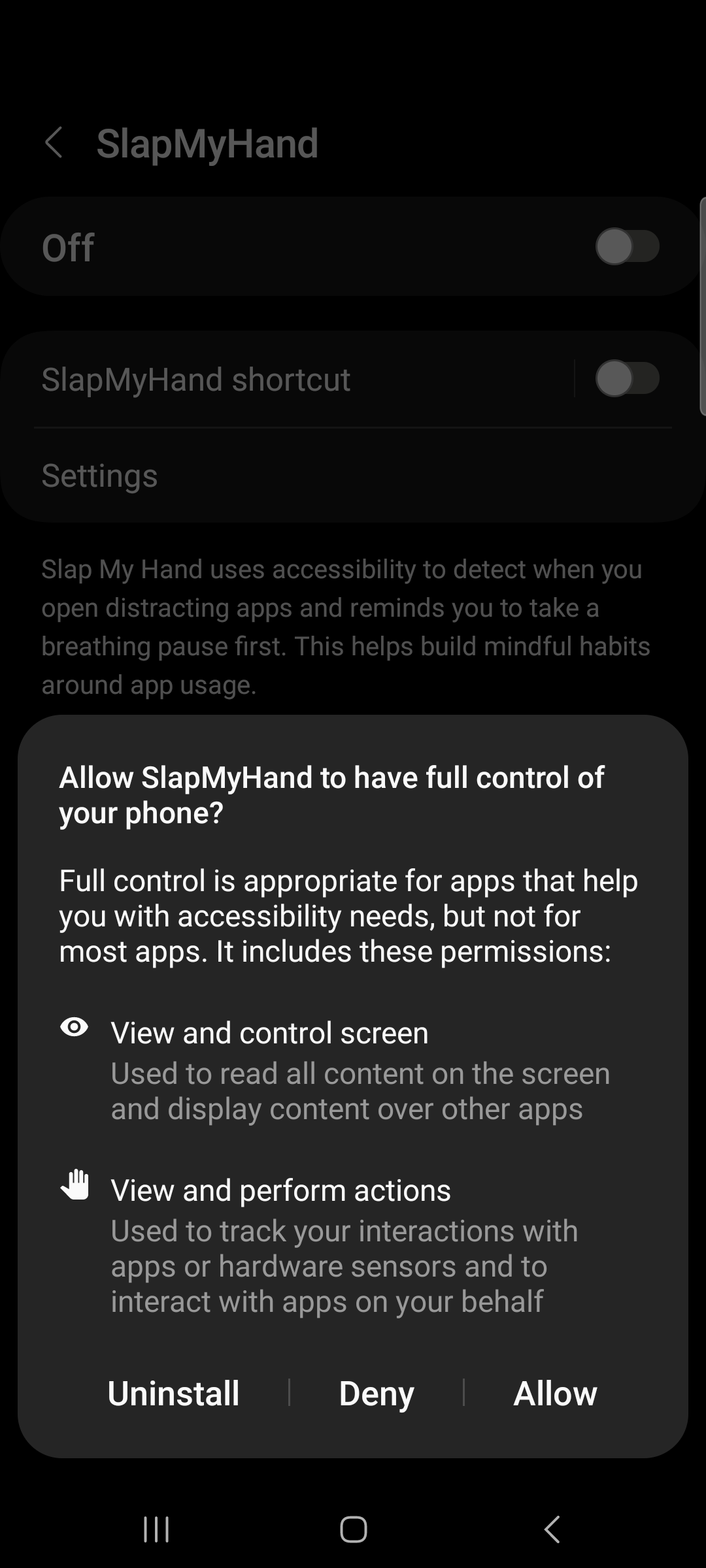 Allow accessibility permission