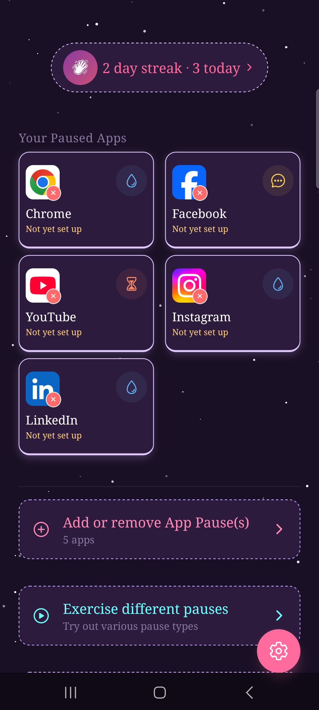 Home screen without setup