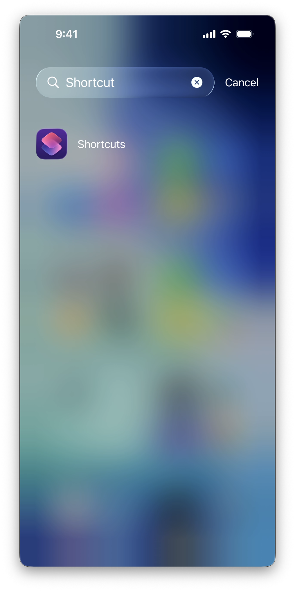 Shortcuts app on home screen