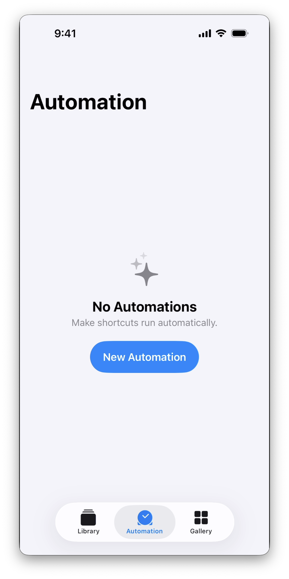 Automation tab in Shortcuts