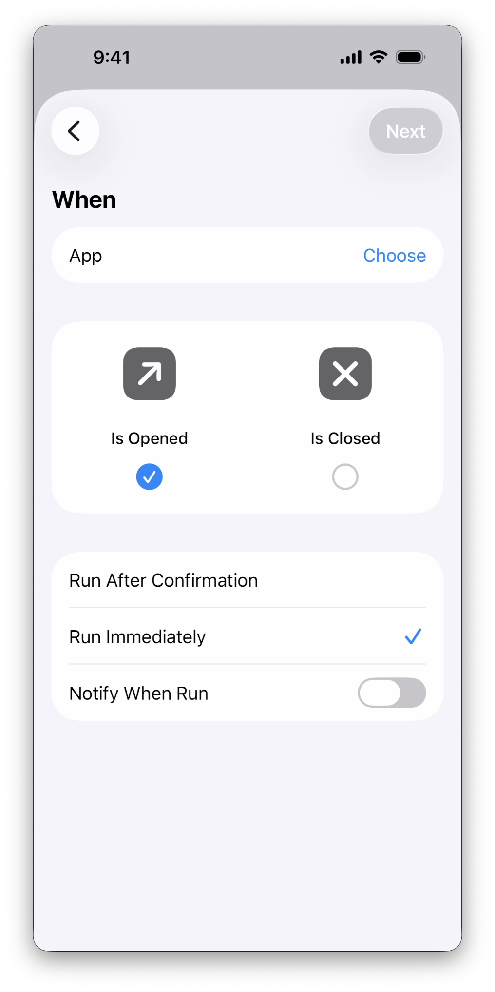 Configure trigger settings