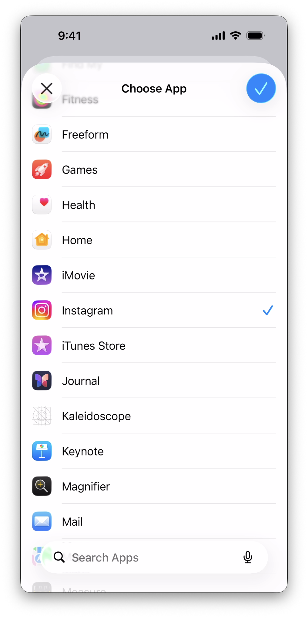 Choose app to pause
