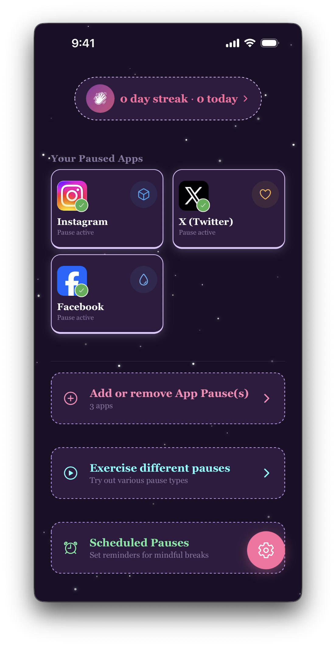 After setup - pauses active