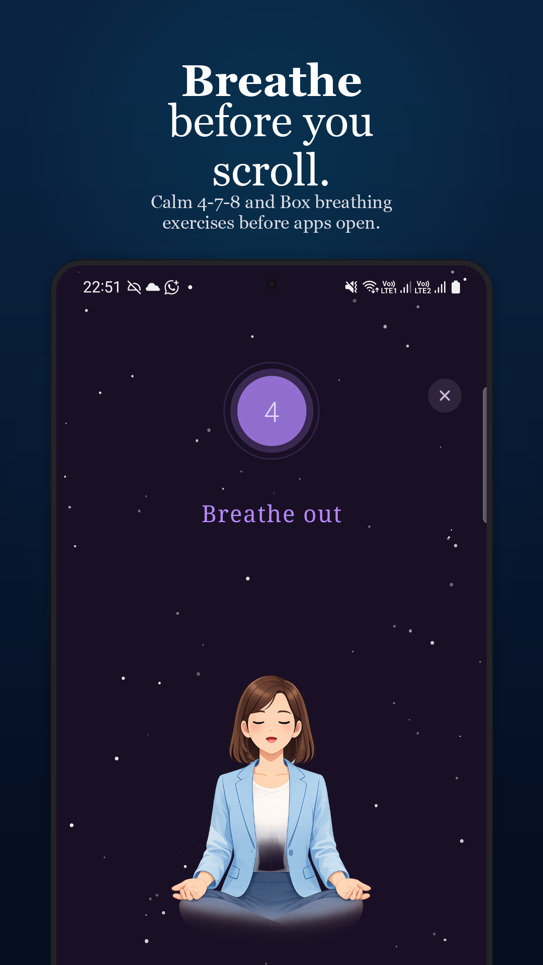Breathing exercise before scrolling