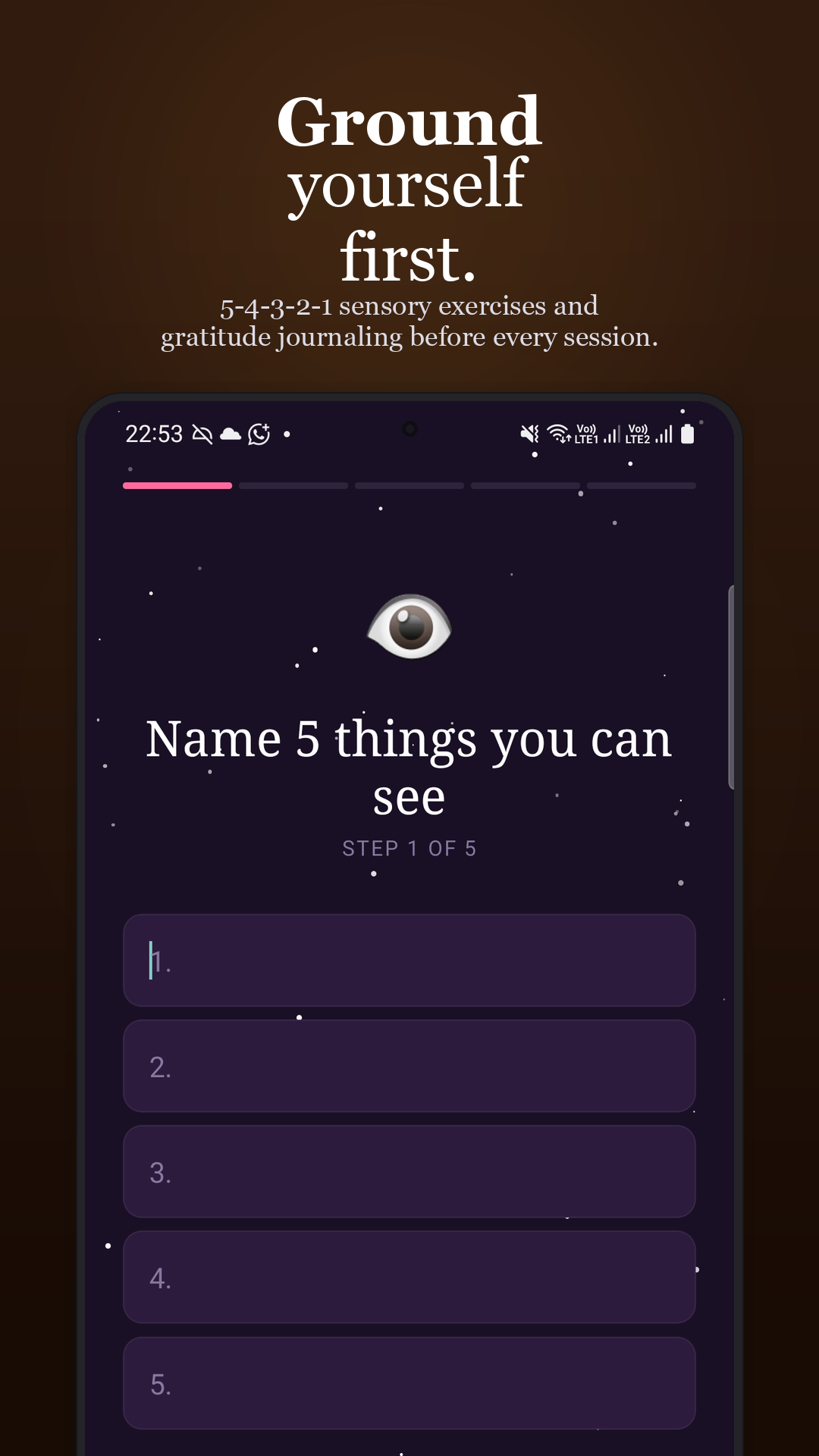Grounding exercise — 5-4-3-2-1 senses
