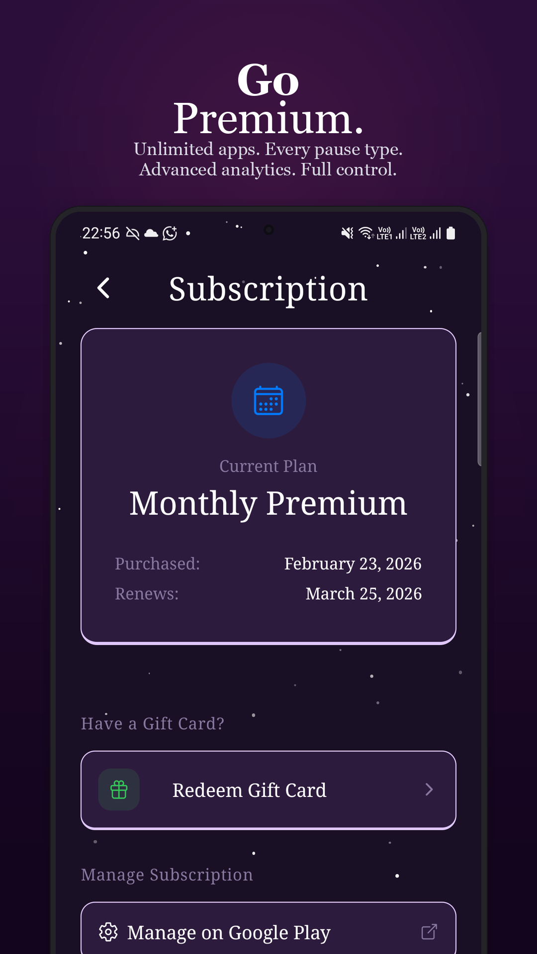 Premium features — Spark, Blaze, Eternal passes