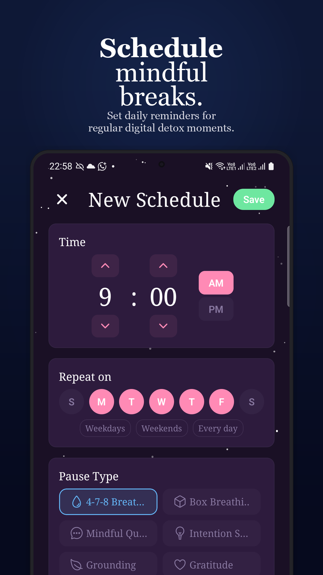Scheduled pauses and reminders